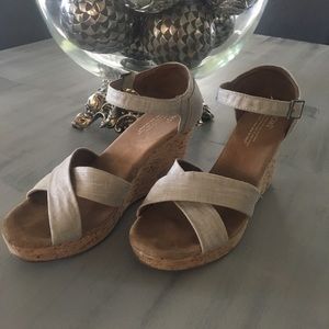 TOMS cork wedges size 9